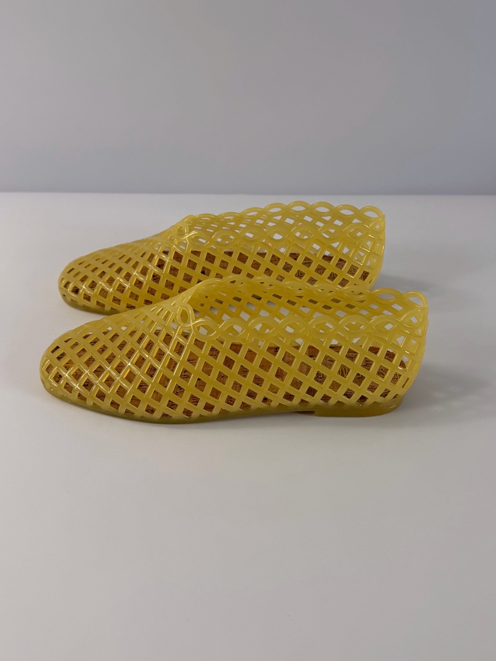 Steve Madden Yellow Lattice Jelly Slip-On Flats - Picture 2 of 4